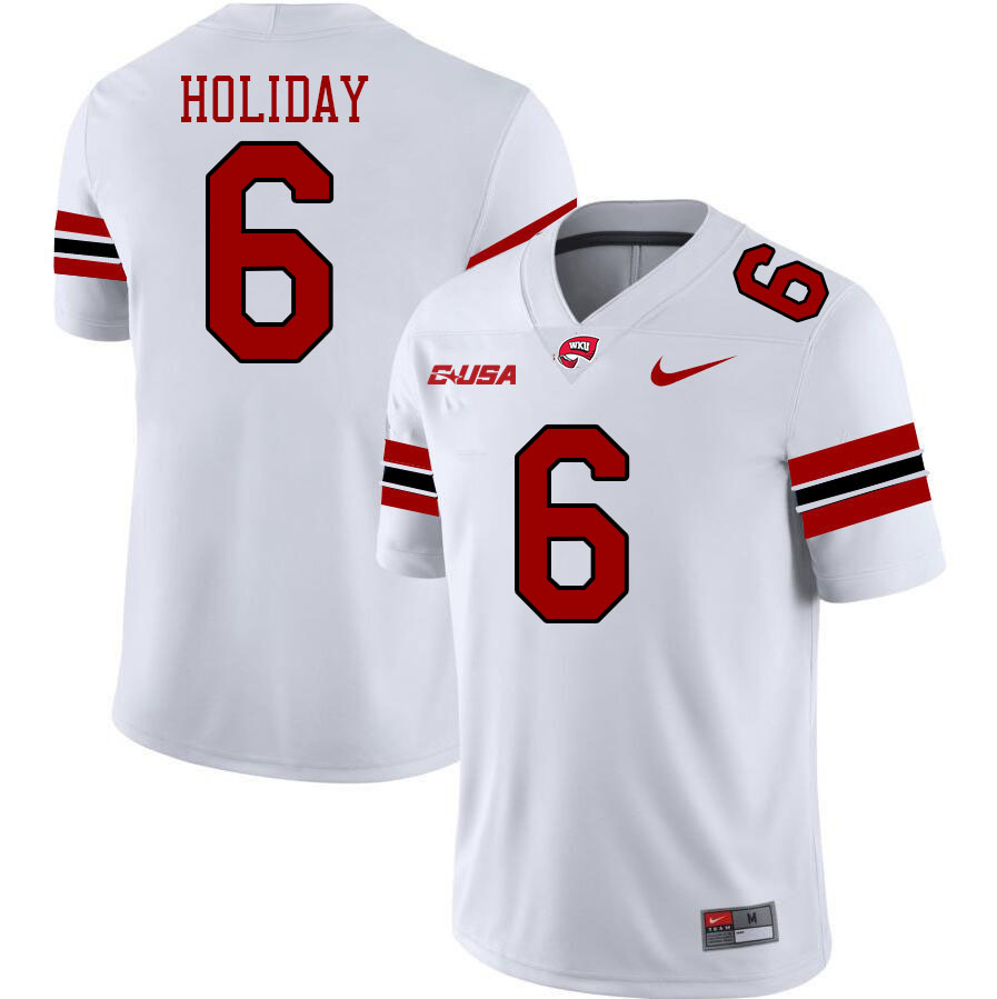 Western Kentucky Hilltoppers #6 Jimmy Holiday College Football Jerseys Stitched Sale-White